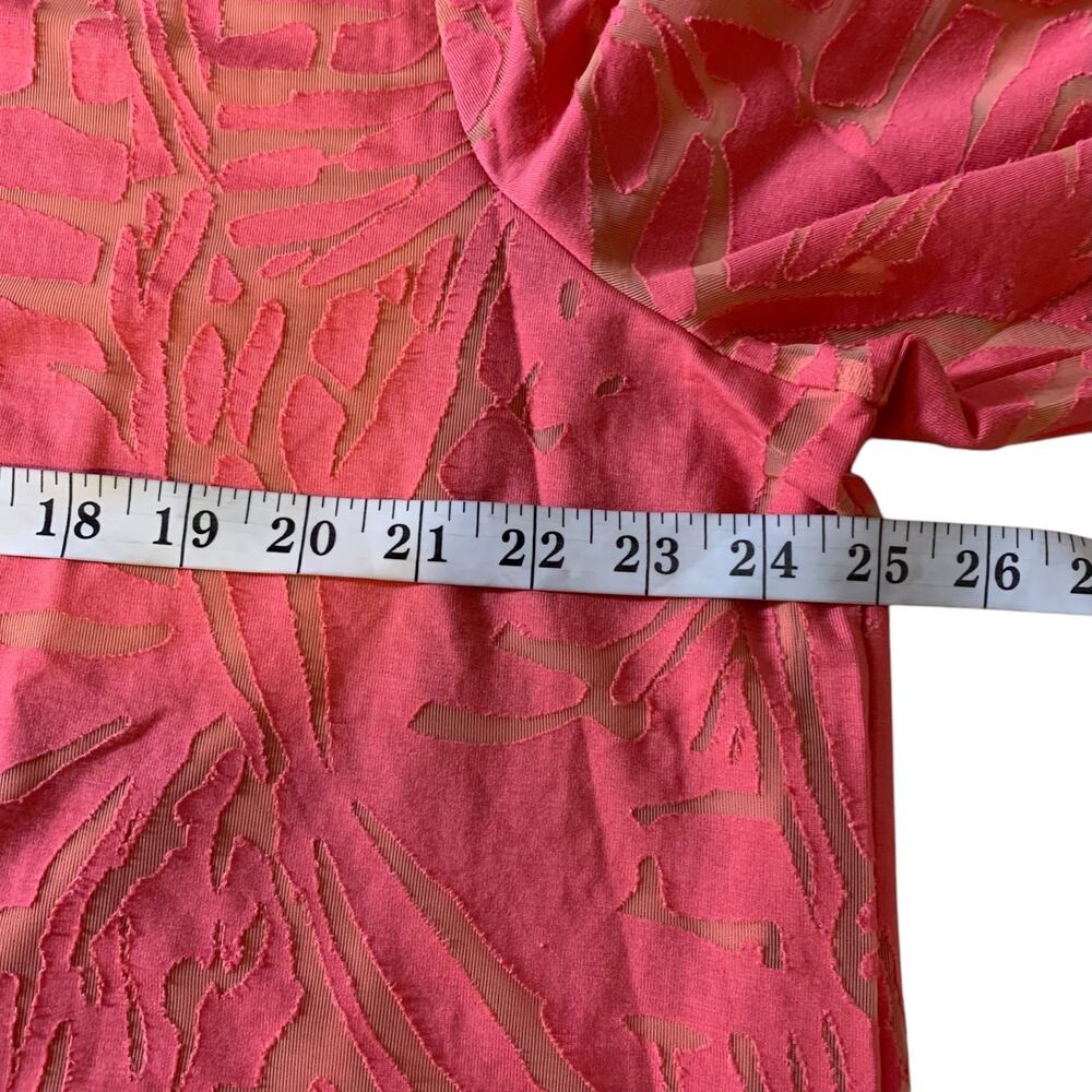 Chico's Top NWT Women's Size 4 (2X) Citrus Pink Burnout Tunic 3/4 Sleeve V-Neck - Picture 5 of 6